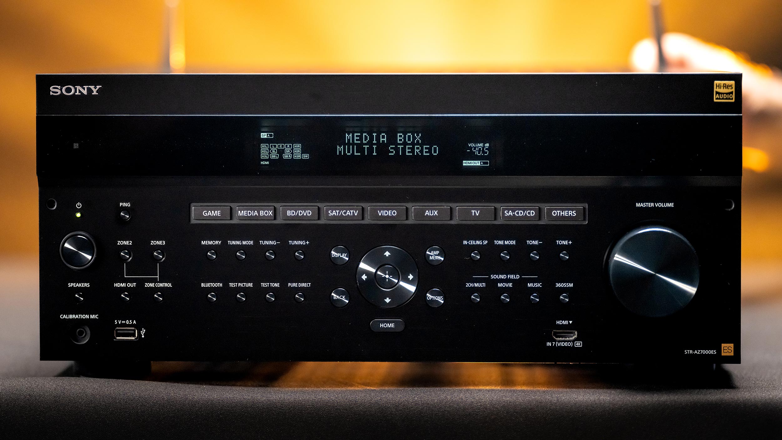 Front view of Sony receiver with multiple control buttons