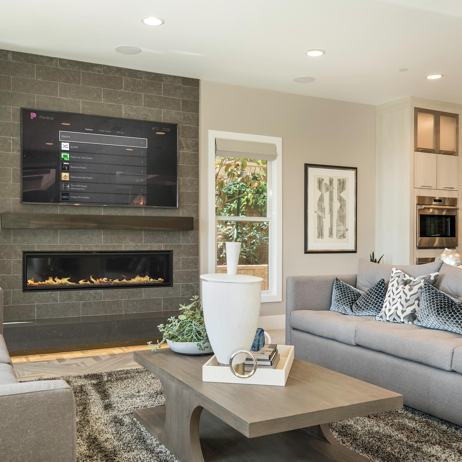 Control4 UI in a TV in a living room